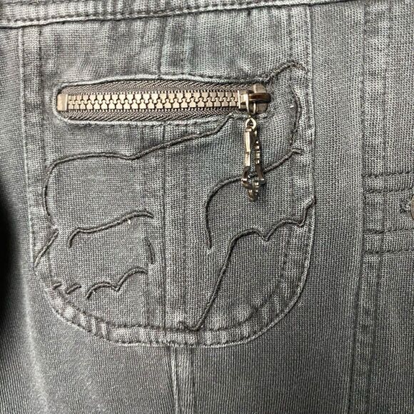 Fox Racing Women M Black Fleece Lined Moto Utility Pockets Button Up Embroidered - Picture 2 of 9